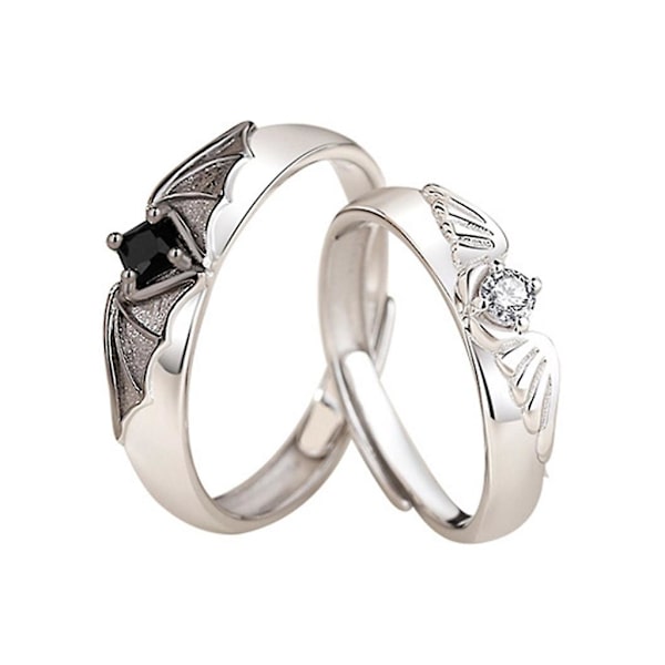 Set med 2 par matchande ringar Angel Devil Wings Knuckle Rings