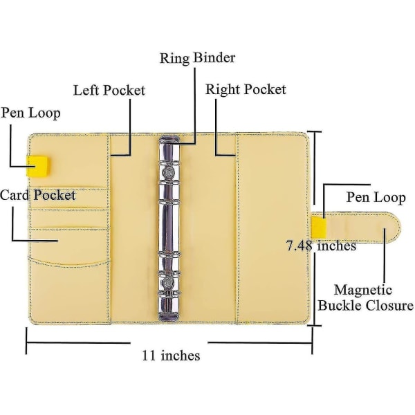 12 st A6 pärmfickor Lösbladspåsar 6 ringpärmar Kontantbudget kuvertsystem, A6 Pu set