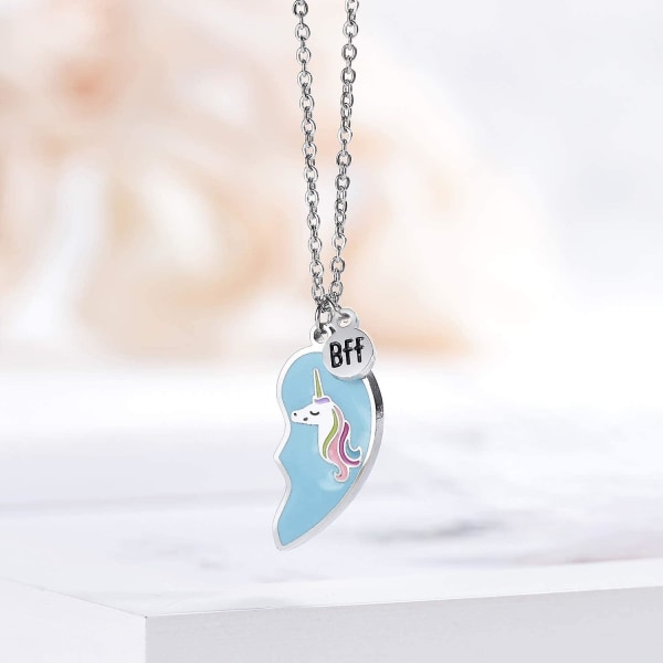 Födelsedagspresenter till bästa vän systrar hjärta halsband Bff Unicorn smycken presenter till vänner eller roliga systrar gåvor