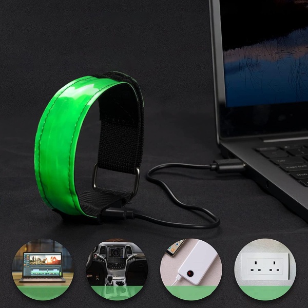 2st uppladdningsbara armband Glow armband för jogging green