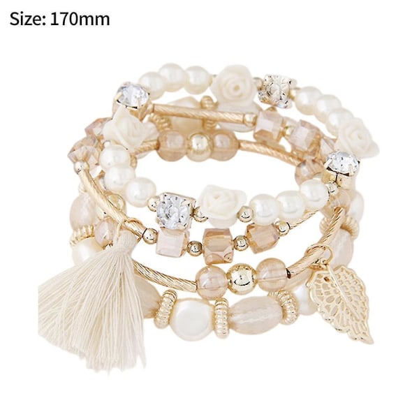 Bohemian tofs lager pärlstav armband hängande kedja armband charm kvinnor smycken