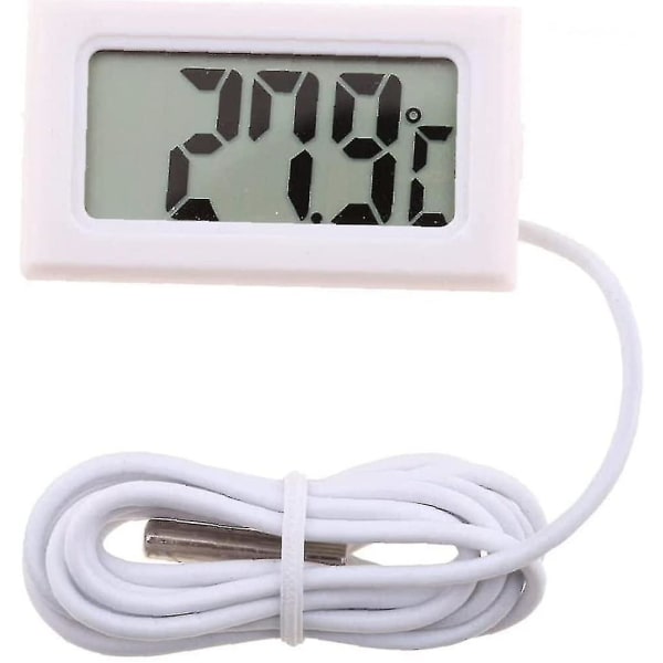 Digital LCD-termometer vit, temperaturvakt med extern sond