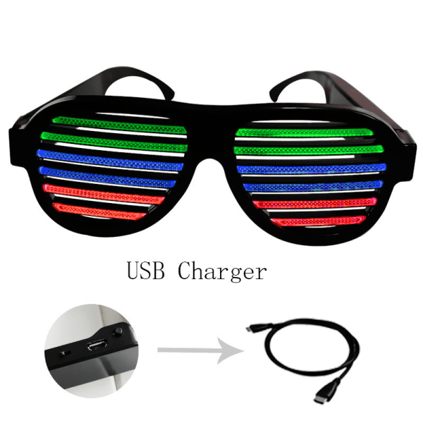 Röststyrning blixt glasögon bar KTV boll färgglada glasögon USB uppladdningsbara LED slutare självlysande glasögon