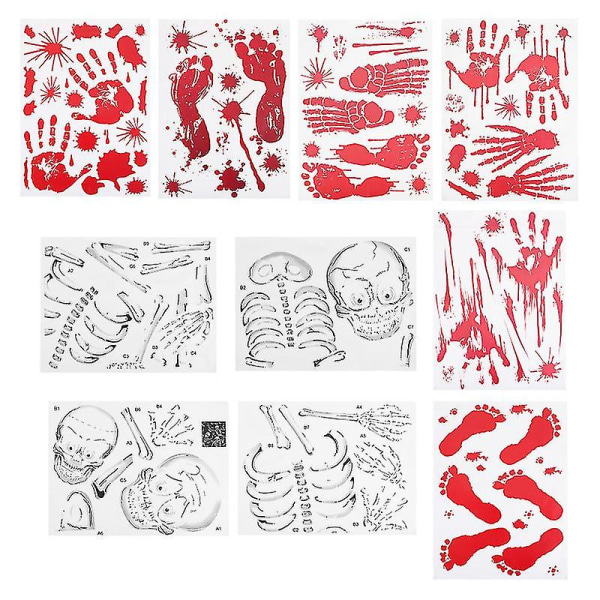 10 st Halloween Blood Handprint Sticker för Halloween-dekorationer