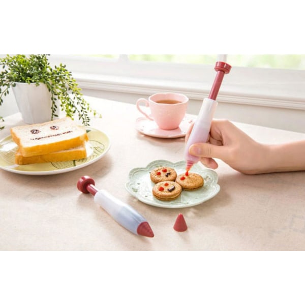 Livsmedelsklassad silikonskrivpenna för att dekorera kakor och choklad (två stycken)
