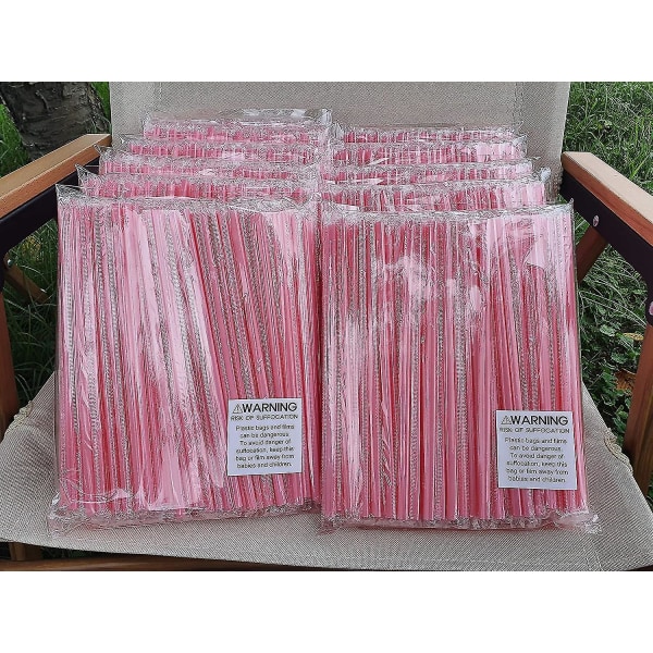 100 hjärtformade sugrör för engångsbruk, bröllopstillbehör för födelsedagsfest (rosa)