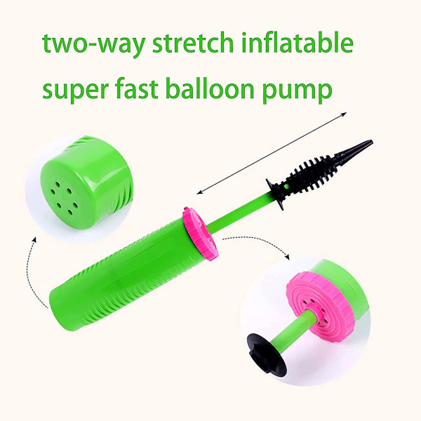 Ballongpump, manuell födelsedagsuppblåsare dubbelverkande slag (grön)