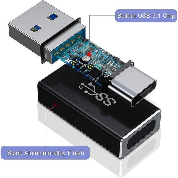 USB C Hona Till USB 3.0 Hane Adapter 2-pack, dubbelsidig 5gbps Gen 1 Typ A Kabelkontakt För Magsafe Laddare,iphone 11 12 Mini Pro Max Xr Se,ipad 8