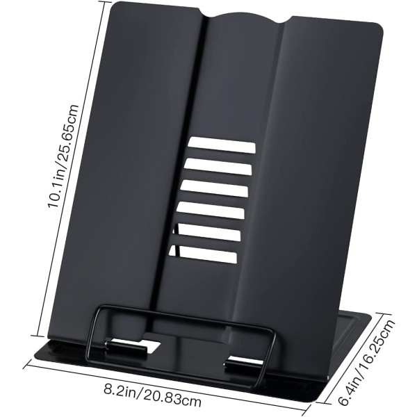Läsställ, 6-vånings justerbart receptställ, hopfällbar metall (svart) black