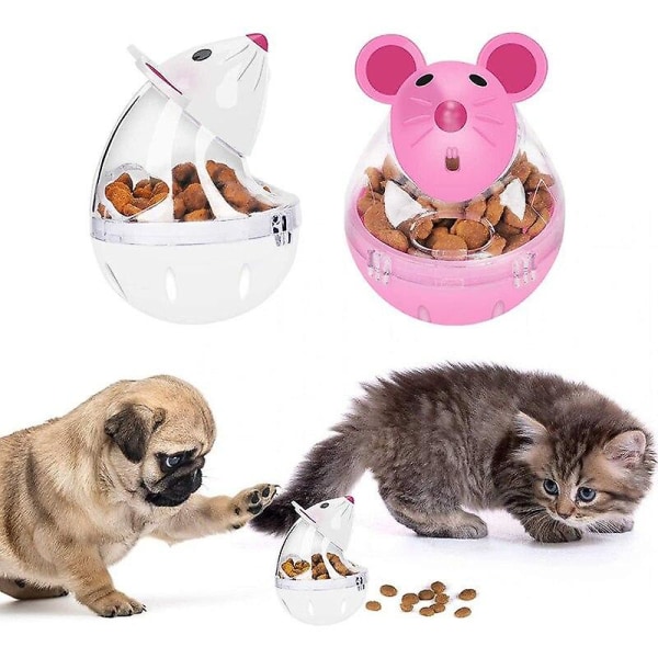 Slow Feeder Mus Leksak Katt Säker Hållbar Mat Dispensering Tumbler Treat Ball Kattungeleksaker (rosa) Pink