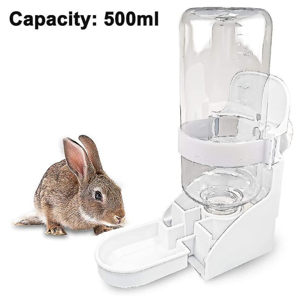 Kaninvattenflaska, hängande vattenfontän Automatisk dispenser Inget läckage Vattenmatare för kanin Chinchilla marsvin igelkott white