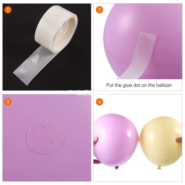 4-pack 5 m ballongtejp, dekorationssats för ballongbågar, krans, ballonggirland, ballonglimprickar, fest