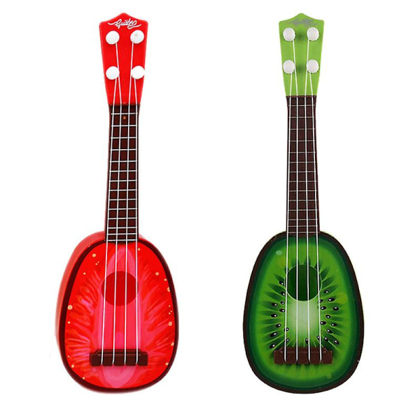 2-pack plastimitation ukulele barns litet musikinstrument frukt (jordgubb+kiwi)
