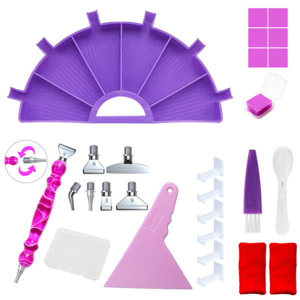 DIY diamond painting förvaringsbricka set plast diamant broderi skärm verktyg DIY hantverk purple