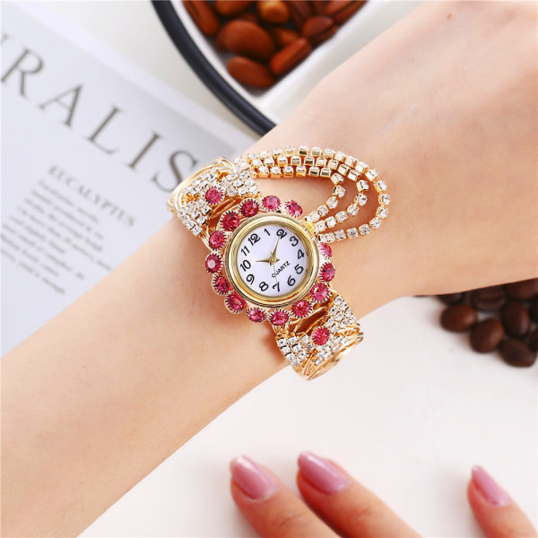 Koreansk version trend mode watch diamant digital quartz armband watch för kvinnor pink
