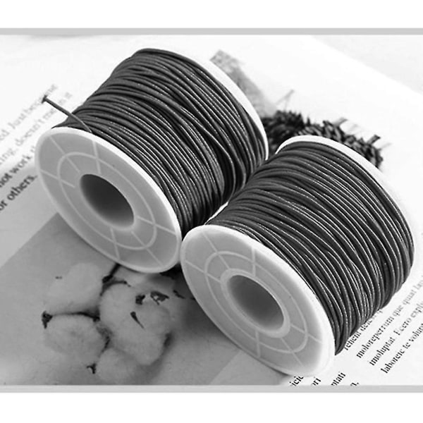 1,5 mm läderlinje halsbandsrep för smyckestillverkning, svart