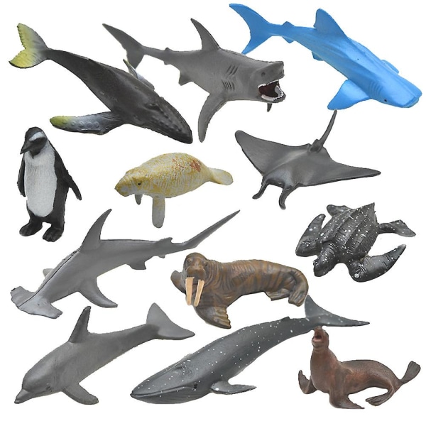 12 st/ set Djurmodell Vivid Simulated Pvc Great White Shark Simulation Djurmodell för barn