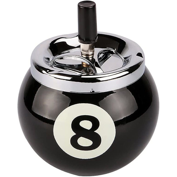 Biljardboll askfat metall med nummer 8 för inomhus- och utomhusbruk (svart)