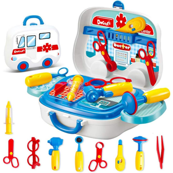 Doctor's Case Toy 2 in 1 Doctor Case Toy Set Medicinsk resväska Doktorrollspel för toddler från 3 år. ( case)