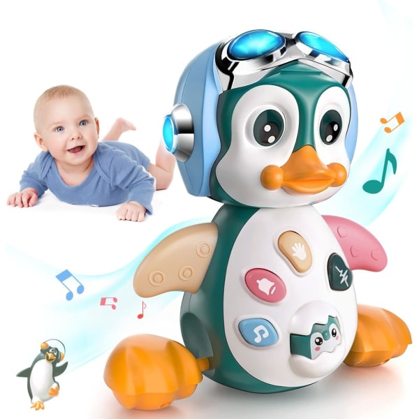 Musikalisk leksak för barn 1 år gammal, krypleksaker med musik och ljus, pedagogisk leksak tidig inlärningsleksak för pojkflicka