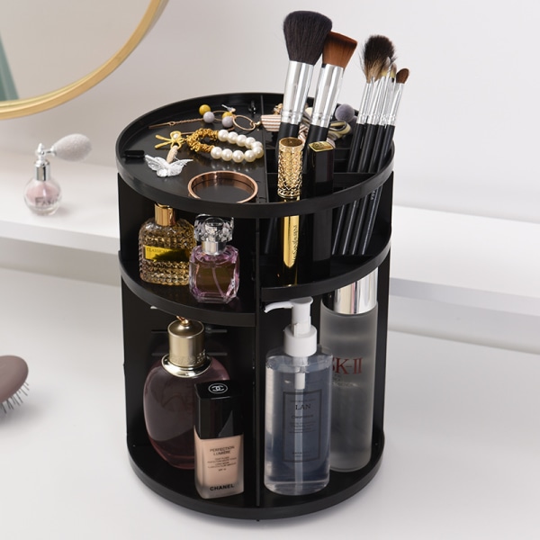 360 Makeup Organizer, löstagbar spinning kosmetisk makeup Caddy förvaring black