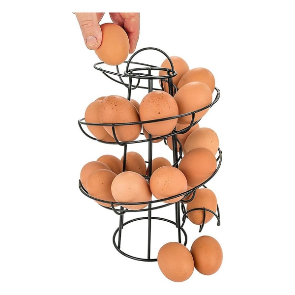 Äggdispenser, Spiral Egg Spiral Design, Ägghylla sparar cirka 30-36 ägg black