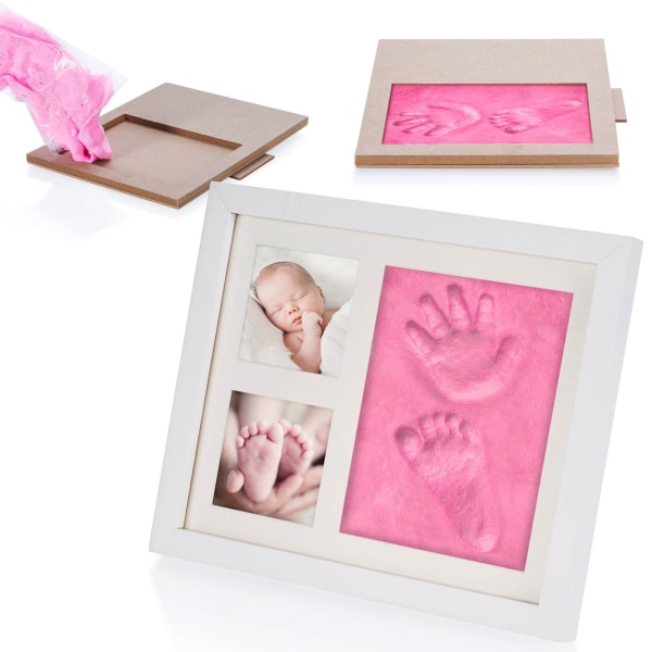 Baby fotoram Set Handavtryck fotavtryck och fotoram