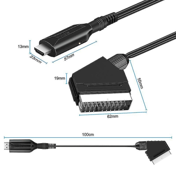 Scart till HDMI Converter Audio Video Adapter för Hdtv/dvd/ Set Top Box/ps3/pal/ntsc