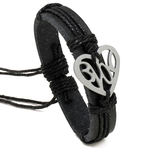 Europeiska och amerikanska populära smycken personlighet handvävt svart läder armband enkelt och olika mönster mäns armband smycken