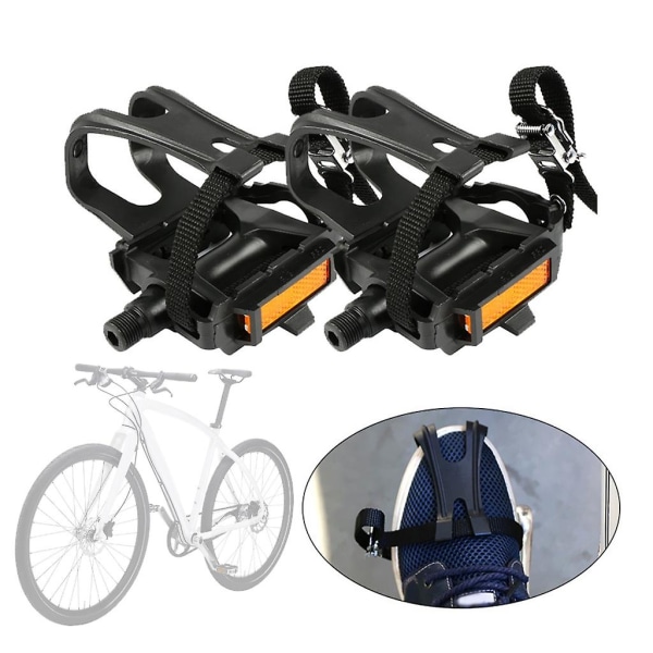 Cykelpedaler med remmar och tåklämma för spincykel och utomhuscyklar