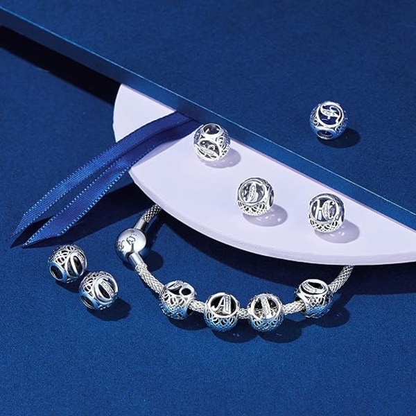 Engelska bokstäver i 925 sterling silver fulla av diamantpärlor armbandstillbehör gör-det-självpärlor