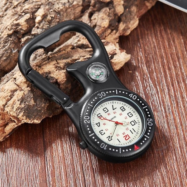 Ryggsäcksdekoration Kompass Watch Klämma Karbinhake Fickklockor Starkt lysande klockor