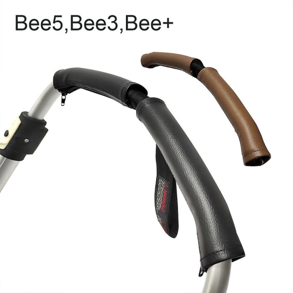 Wabjtam Cover Passar för Bugaboo Bee3 Bee5 Bee+ Barnvagnstillbehör Pu Läder Armstöd Case Svart