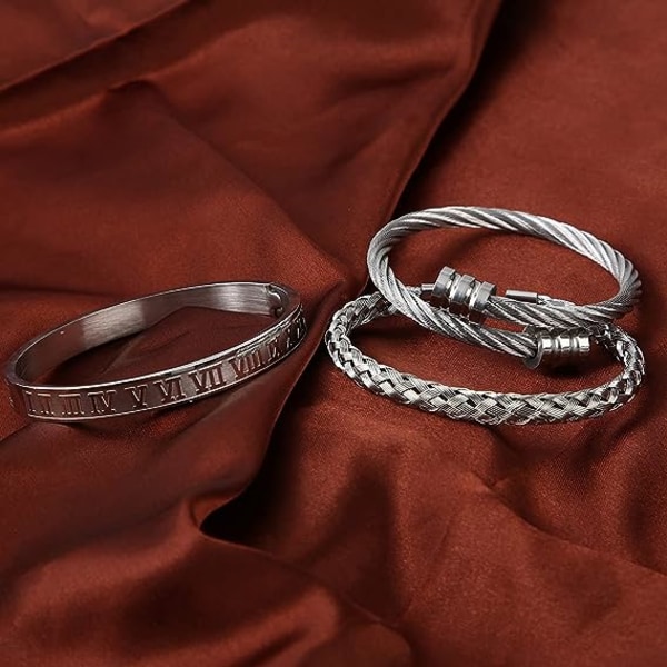 3st rostfritt stål armband för män guld romerska siffror armband armband steel color