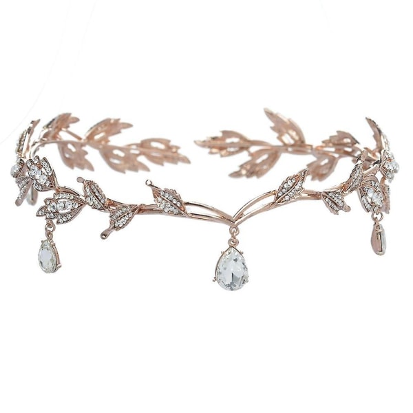 Bröllopsbröllop Huvudbonader Ögonbryn Drop Strass hårband Crown Crystal Ornament Rose gold