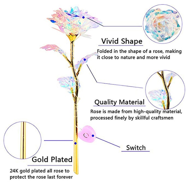 Färgglad lysande ros konstgjord LED-ljusblomma unik present till tjejer