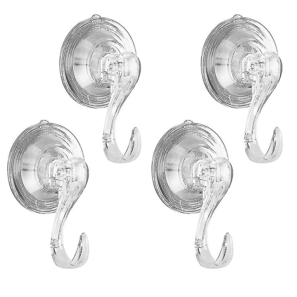 4-pack sugkoppskrokar, genomskinliga återanvändbara kraftiga vakuumsugkoppskrokar Kompatibel med dusch, K