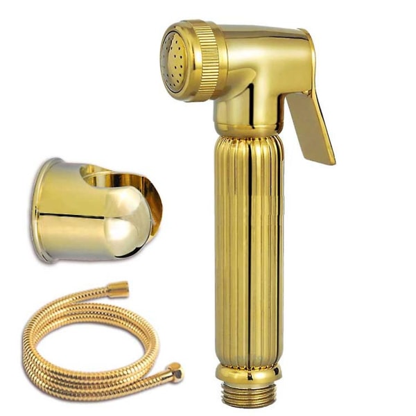 Toalett Handhållen Bidé Spray Dusch Sprayer Douche Kit & Hållare & Slang Guld Finish