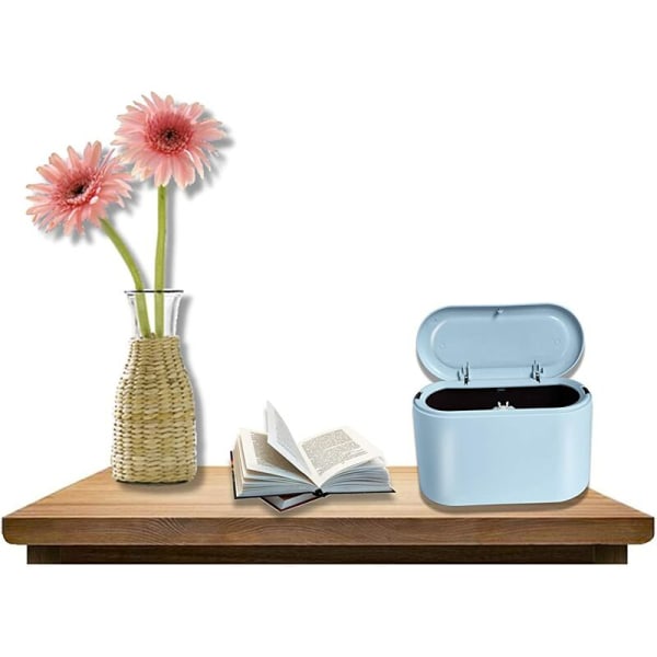 Kökskärl Mini plastkorg med lock, liten bordsbehållare, för badrum, skrivbord, kontor, kök, bil, sminkhållare