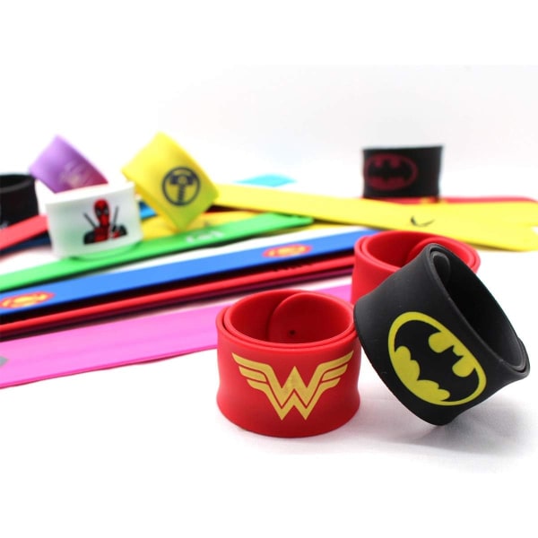 24st superhjältararmband, 24 stilar silikonband till festväskor Snapband Armband för barn Pojkar Flickor Födelsedagsfester