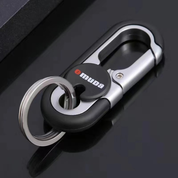 Bilnyckelring för män Bilnyckelring i rostfritt stål Snygg dubbla ringar metallnyckelhållare black