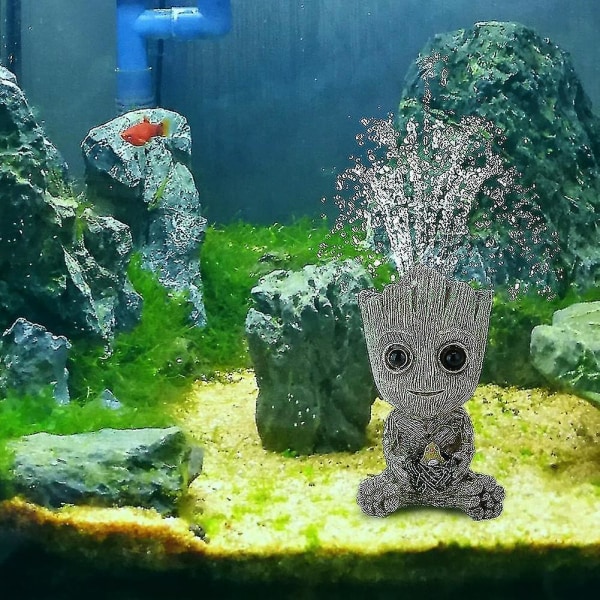 Söt harts miniträd man modell akvarium akvarium syrgaspump luftbubbla sten prydnad dekor grotta sten växt Blomkruka Bonsai Starlight