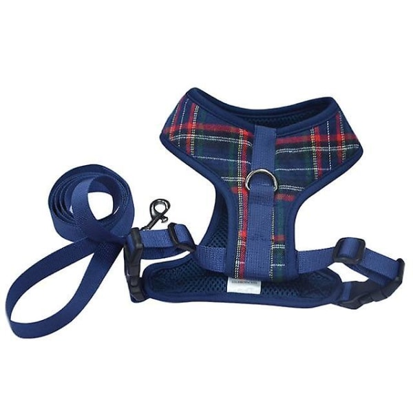 Husdjurstillbehör koppel Set Hundsele Hundväst Husdjurskoppel Brace Bröstband Spänne Design (blå)
