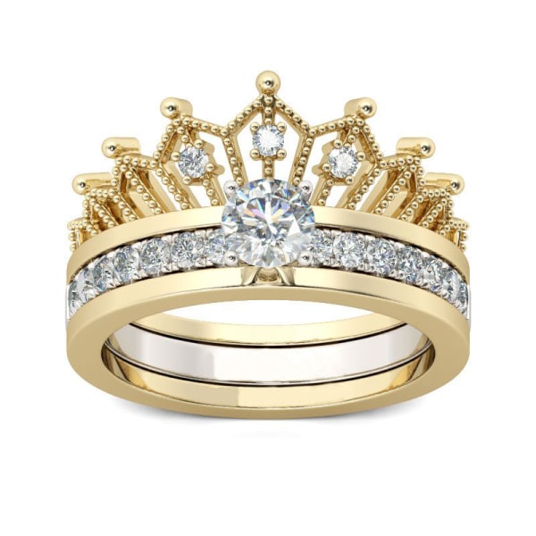 Enkel Split Crown Dam Ring Micro-set Zircon Two-Piece Two-in-One Ring 8