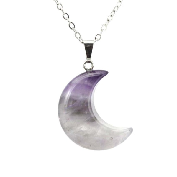 Ametist Healing Stone Hänge Halsband Crescent Moon Protection Kristall Halsband Smycken Dam Alla hjärtans dag present