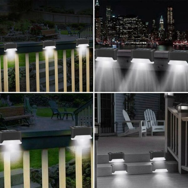 4-pack utomhussolar trädgårdslampor, solenergilampor för trappor, utomhustrappor, staket, vattentäta solterrasslampor LED varmt ljus black