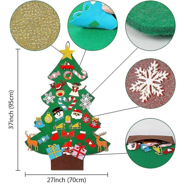 Juldekoration diy filt julgranshänge med 30 glitterprydnader