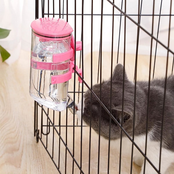 Vattenfontän för husdjur, lätt att installera hundvattenflaska utan dropp för husdjursvattenfontän