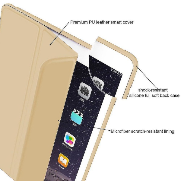 Case kompatibelt med Ipad Air 2 9,7 cover - Ultratunnt smart case guld