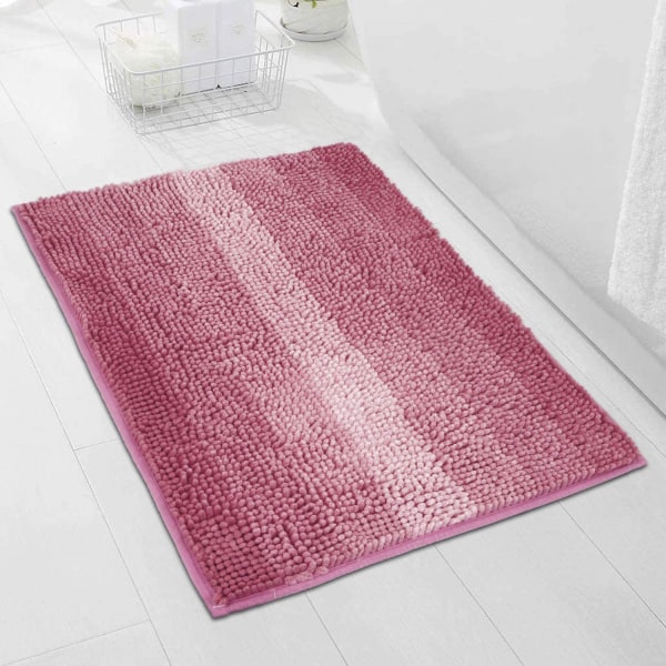 Bekväm duschmatta, supermjuk och halkfri badrumsmatta speciellt designad för maskintvättbara och absorberande duschmattor pink
